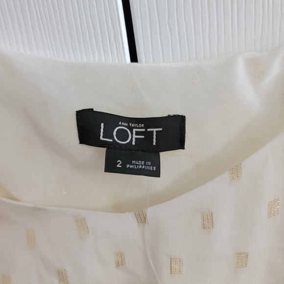 Loft Sleeveless Gold Shimmer Romper, Size 2 - Picture 8 of 11